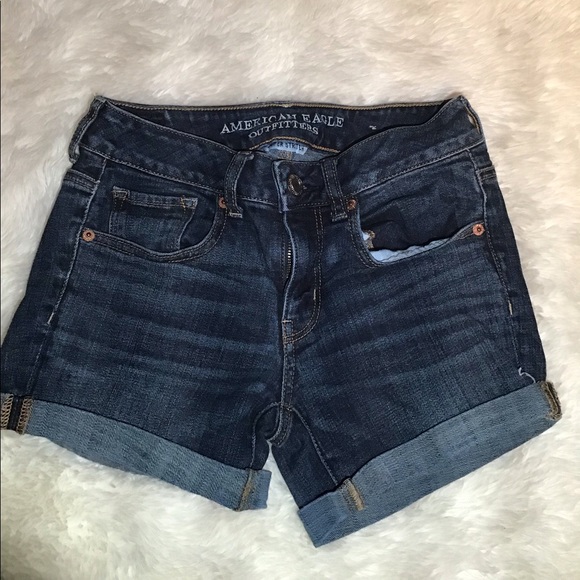 American eagle blue super stretch midi shorts size 2 - Picture 1 of 6